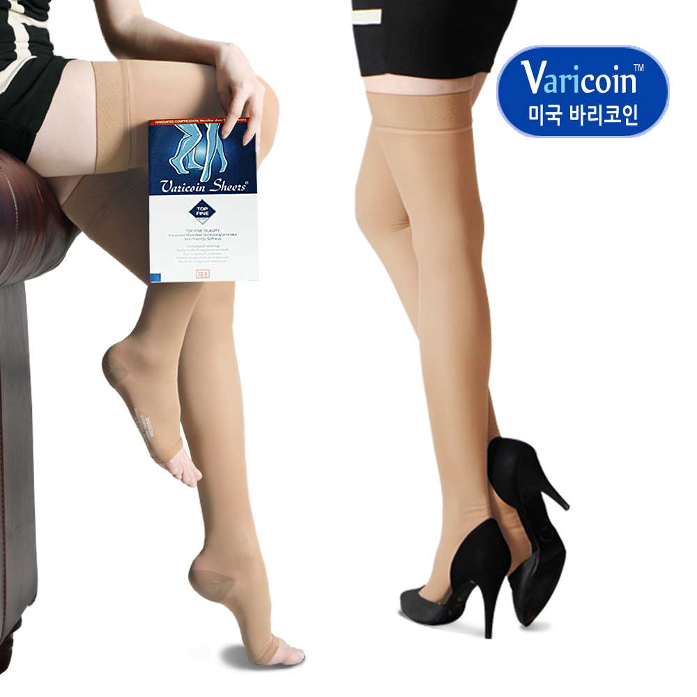 [도고 바리코인3020] 압박용밴드 의료용 압박스타킹 허벅지형(발막힘/트임) 얇은재질 (압력20-30mmHg)